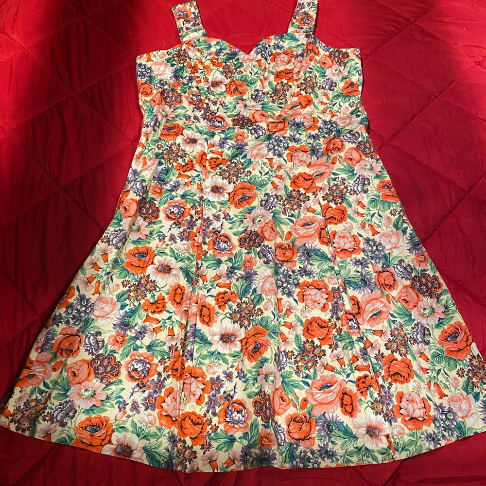 Pleated Floral  “1950’s” Sun Dress by J. Peterman